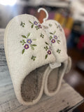 The Darling Effect Dainty Floral Purple Fuzzy Slippers