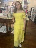 Listicle Yellow Romantic Tiered Woven Maxi Dress