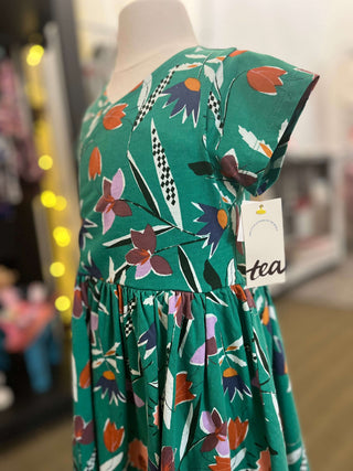 TEA Collection Kilim Tulip Short Sleeve Wrap Neck Dress