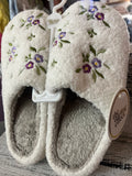The Darling Effect Dainty Floral Purple Fuzzy Slippers