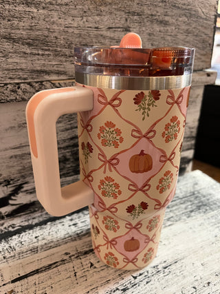 The Darling Effect 20oz Lifestyle Flip Straw Tumbler Patchwork Pumpkin