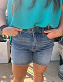 Judy Blue 2 Button Mid Length Dad Shorts - Plus Sizes