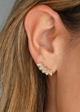 Splendid Iris Gold Curved Baguette Stud Earrings