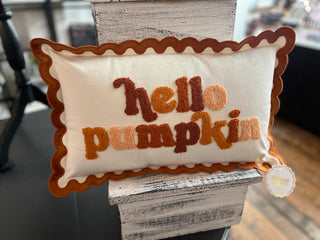 The Darling Effect Scalloped Rectangle Throw Pillow- Hello Pumpkin