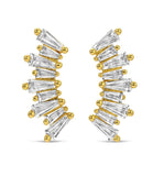 Splendid Iris Gold Curved Baguette Stud Earrings