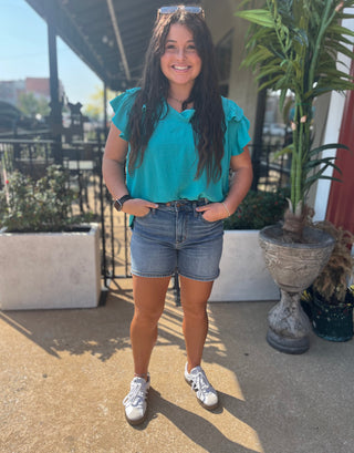 Judy Blue 2 Button Mid Length Dad Shorts - Plus Sizes