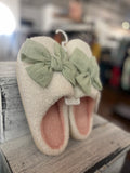 The Darling Effect Betty Bow Sage Fuzzy Slippers