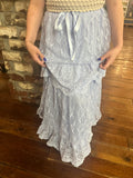 Listicle Periwinkle Lace Tiered Maxi Skirt