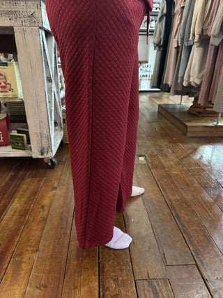 Ee:some Maroon Textured Straight Leg Pants