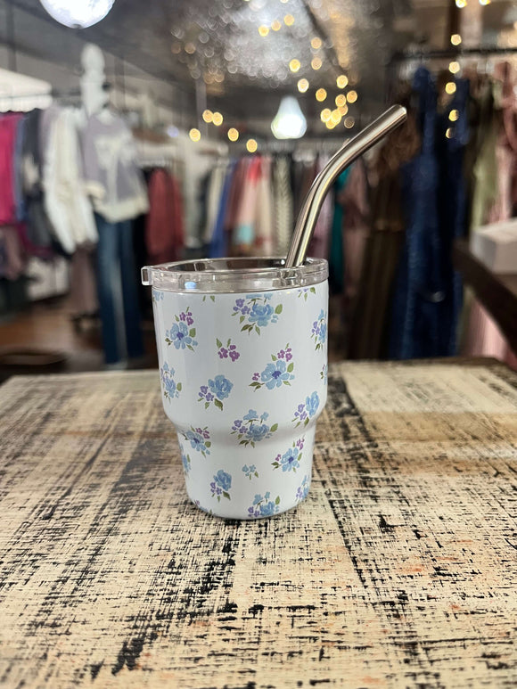 Darling Effect 2oz Tiny Tumbler Dainty Floral Blue
