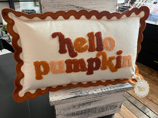 The Darling Effect Scalloped Rectangle Throw Pillow- Hello Pumpkin