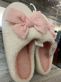 The Darling Effect Betty Bow Blush Fuzzy Slippers