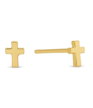 Splendid Iris Gold Small Cross Earrings