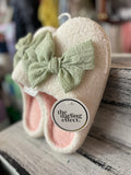 The Darling Effect Betty Bow Sage Fuzzy Slippers