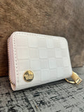 Darling Effect White Check Zip Around Wallet