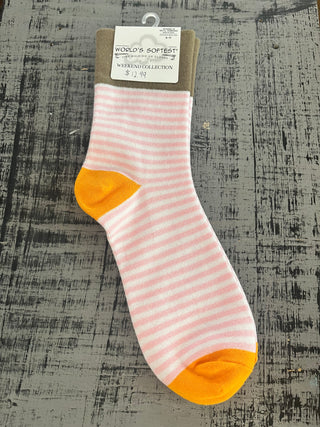 World's Softest Socks Garden Mini Crew Rose Stripe Socks