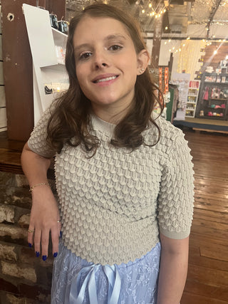 Listicle Pearl Bubble Textured Knit Top