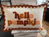 The Darling Effect Scalloped Rectangle Throw Pillow- Hello Pumpkin