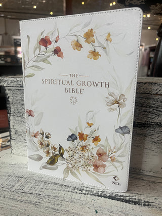 Christian Art Gifts NLT The Spiritual Growth Bible Faux Leather Cream Floral Printed