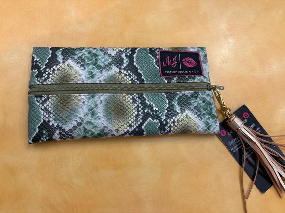 Makeup Junkie Mini Green Snakeskin Bag