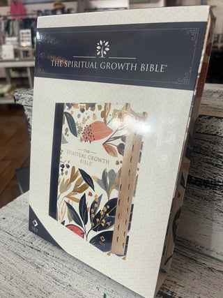 Christian Art Gifts NLT The Spiritual Growth Bible Faux Leather Navy with Leaves