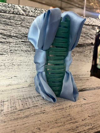 The Darling Effect Satin Bow Claw Clip Blue