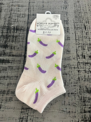 World's Softest Socks Garden Low Eggplant Socks