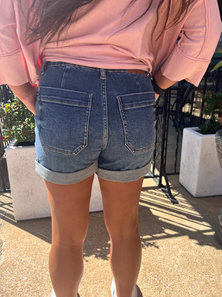 Judy Blue Dark HW Cuff Jogger Shorts- Regular Sizes