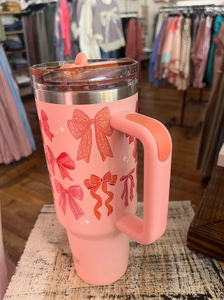 Darling Effect 40oz Lifestyle Flip Tumbler Straw Blushing Bows