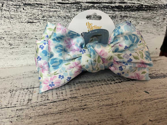 The Darling Effect Satin Bow Claw Clip Secret Garden Blue