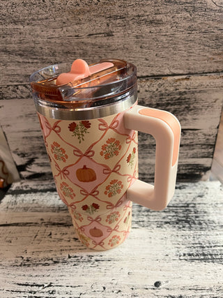 The Darling Effect 20oz Lifestyle Flip Straw Tumbler Patchwork Pumpkin