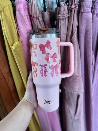 Darling Effect 40oz Lifestyle Flip Tumbler Straw Blushing Bows
