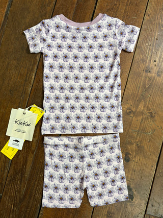 Shrinking Violet Summer Flowers - Short Sleeve Pajama Set with Shorts