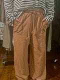 Easel Red Bean Washed Terry Knit Wide Leg Pants - Plus Sizes