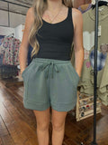 Rae Mode Sage Leaf Modal Poly Span Scuba Pleat Casual Shorts - Plus Sizes