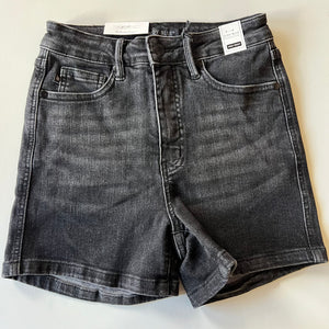 Judy Blue HW Tummy Control Washed Black Shorts