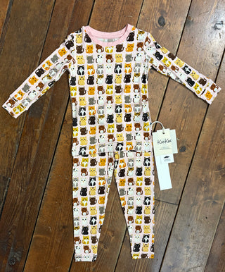 KicKee Pants Baby Rose Cats Long Sleeve Pajama Set