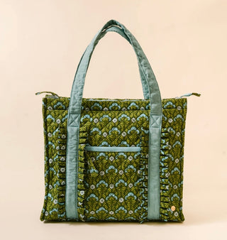 The Everyday Quilted Tote Bag - Everbloom Forest Green
