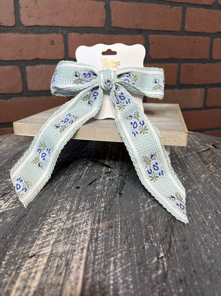 Heirloom Rosette Hair Bow - Blue