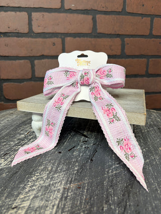 Heirloom Rosette Hair Bow - Pink