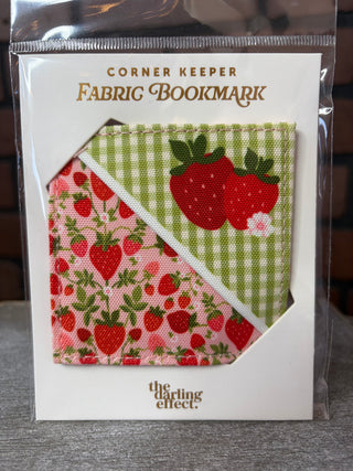 The Darling Effect Corner Keeper Fabric Bookmark-Strawberry Fields