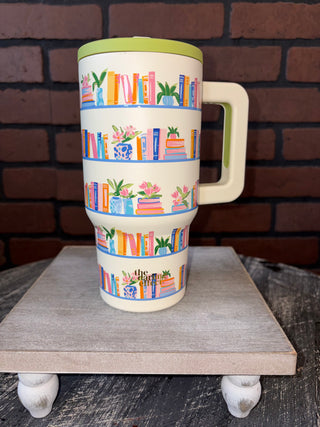 The Darling Effect 20 oz Lifestyle Flip Straw Tumbler-Book Shelfie