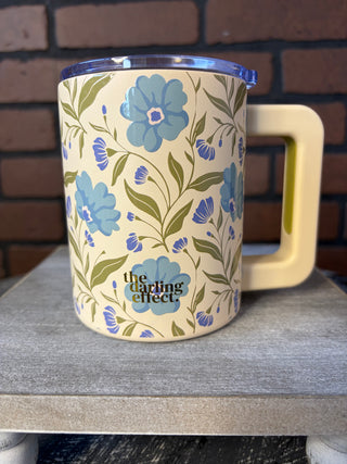The Darling Effect 14 oz Insulated Mug-Poppin' Petals Aqua