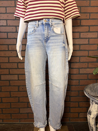 Risen Light HR Crop Barrel Cuffed Jean