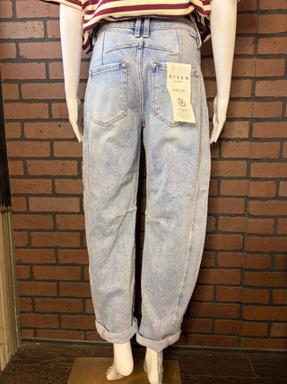 Risen Light HR Crop Barrel Cuffed Jean
