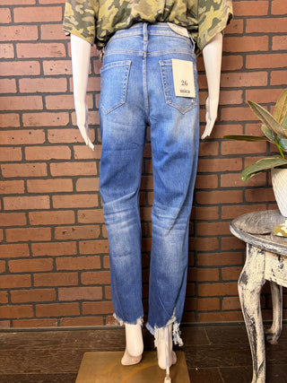Mica Denim Ice Dark Blue Super High Disteressed Jeans - Plus Sizes