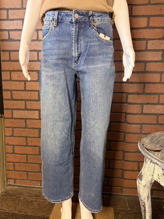 Mica Denim Biscay Blue High-Rise Straight Ankle Tapered Loose Fit
