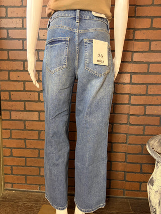 Mica Denim Biscay Blue High-Rise Straight Ankle Tapered Loose Fit