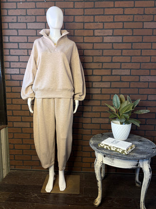 Rae Mode Heather Taupe Modal Poly Barrel Pants