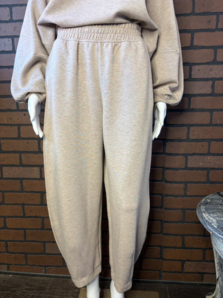 Rae Mode Heather Taupe Modal Poly Barrel Pants